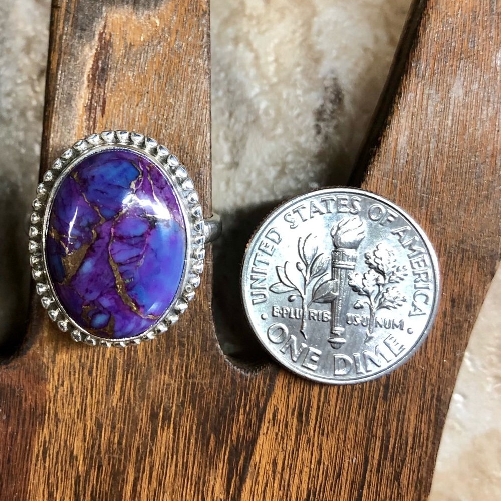 Sterling Silver Copper Turquoise Stone Ring Size 6